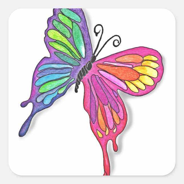 Watery  Butterfly Square Sticker (Front)