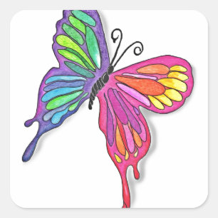 Watery  Butterfly Square Sticker