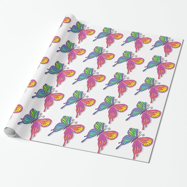 Watery  Butterfly Wrapping Paper (Unrolled)