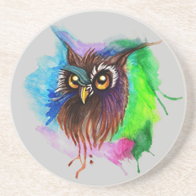 Watery Wood Owl Coaster (Front)