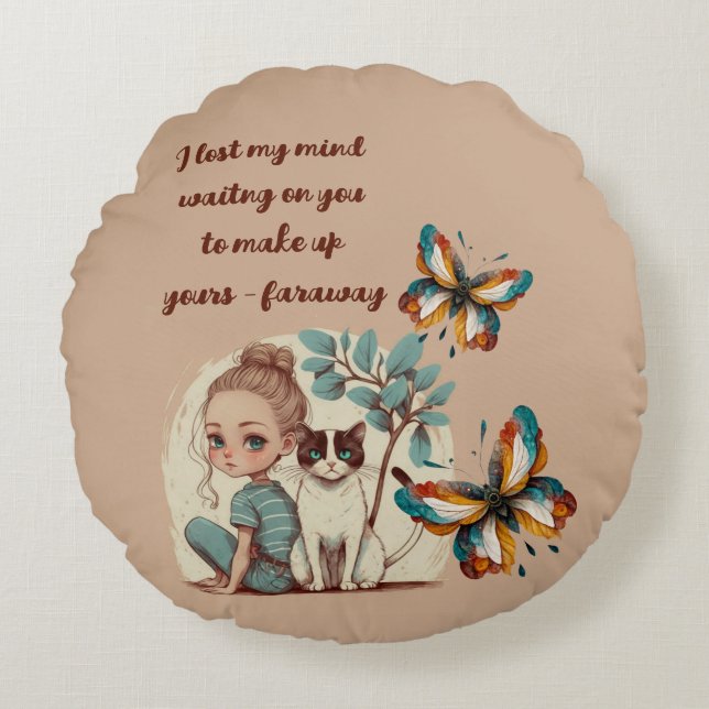 Wating Quote Round Cushion  (Front)