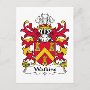 Watkins Family Crest Postcard