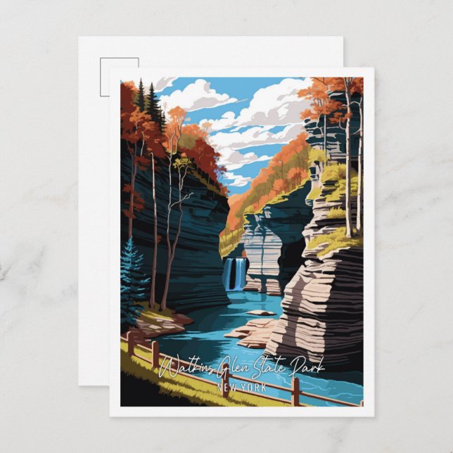 Watkins Glen State Park Art vintage travel  Postcard (Front/Back)