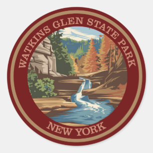 Watkins Glen State Park, New York. Colour Classic Round Sticker