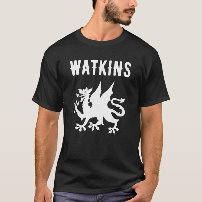 Watkins Surname Welsh Family Name Wales Heraldic D T-Shirt (Front)