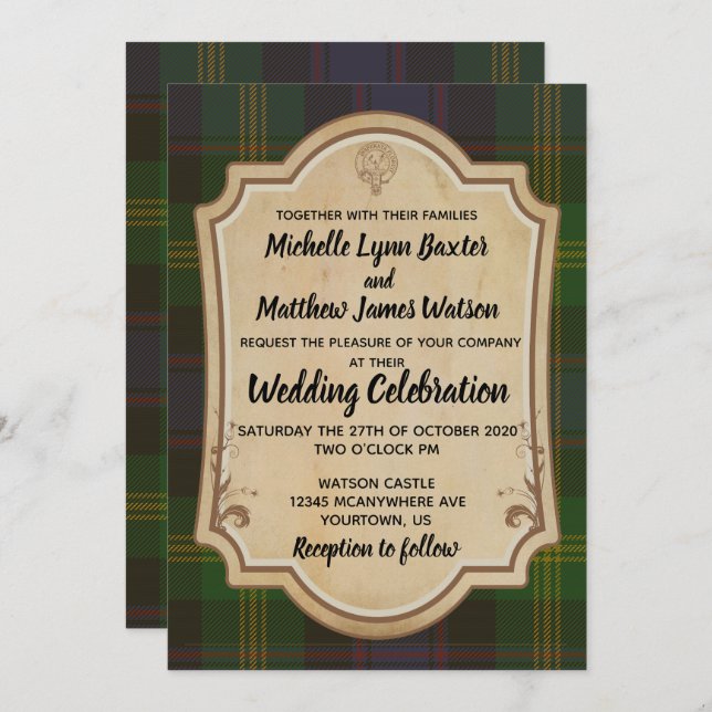 Watson Tartan Wedding Invitation (Front/Back)