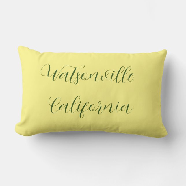 Watsonville, California on front. Santa Cruz Count Lumbar Pillow (Front)