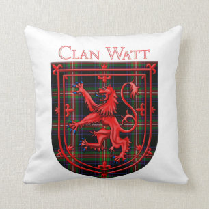 Watt Tartan Scottish Plaid Lion Rampant Throw Pillow