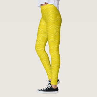 Wattle Australian Dreamtime River Pattern Leggings