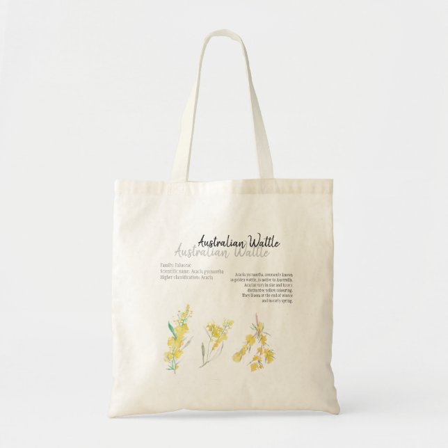 Wattle Botanical Art Tote Bag (Front)