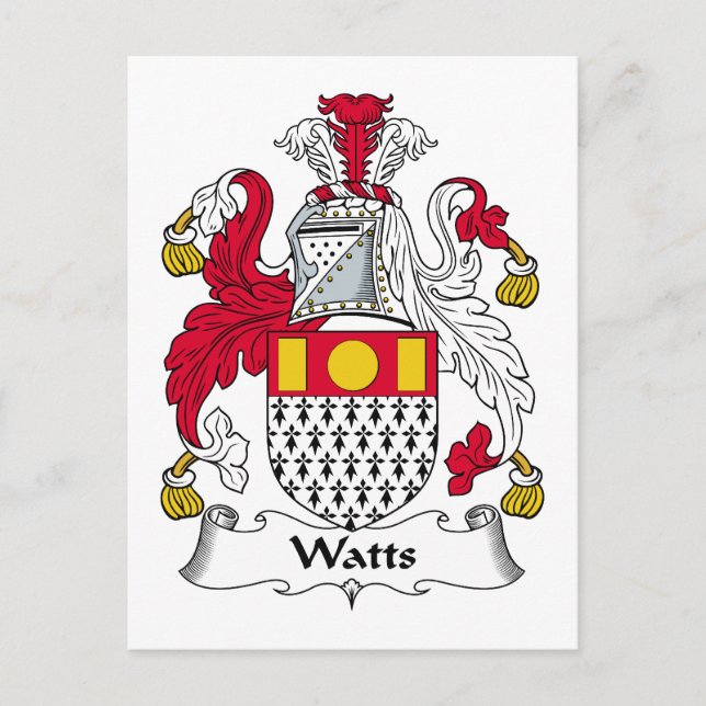 Watts Family Crest Postcard (Front)