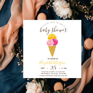 Watwecolor Ice cream,Stripes Baby Shower Invitation