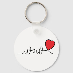 Wauw of wow. Valentijnsdag slogan met hartjes Keychain