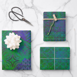 Wave 3 Green Mixed Media Set of Wrapping Paper