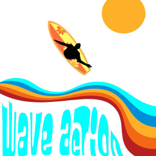 Wave Action Surfer on a Colourful Waves Throw Pillow