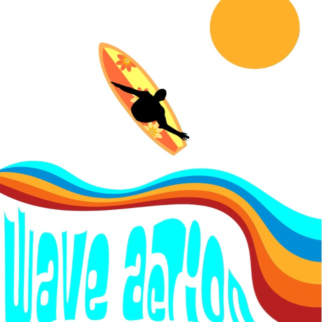 Wave Action Surfer on a Colourful Waves Throw Pillow (Creator Uploaded)