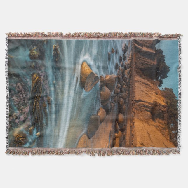 Wave along the beach, California Throw Blanket (Front)
