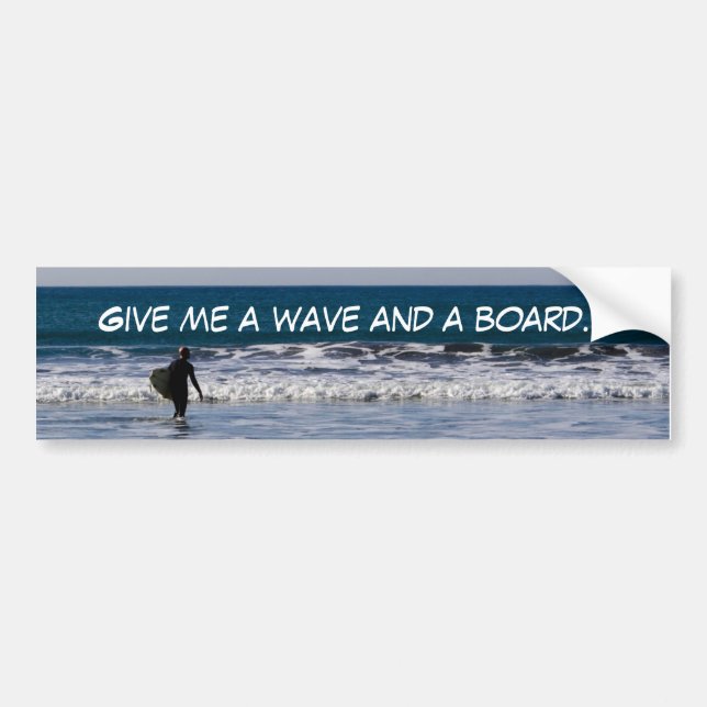 Wave and a Board Bumper Sticker (Front)