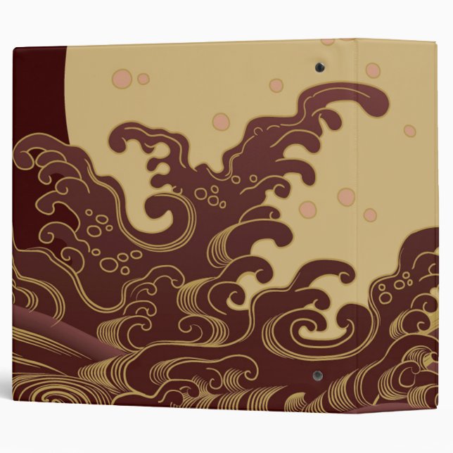 Wave and Full moon, Japanese Design Binder (Back/Spine)