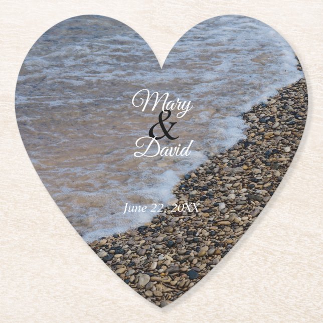 Wave Ashore Wedding Paper Coaster (Front)