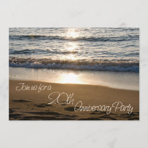 Wave at Sunset 20th Anniversary Invitation Card