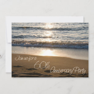 Wave at Sunset 60th Anniversary Invitation Card