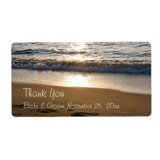Wave at Sunset Wedding Labels (Front)