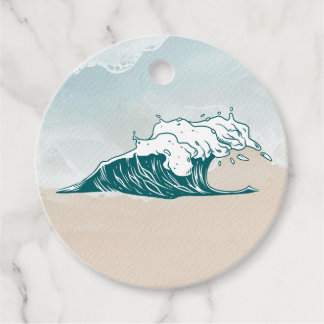 Wave Beach Ocean Round Gift Tag