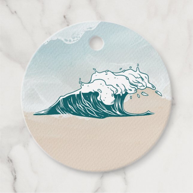 Wave Beach Ocean Round Gift Tag (Front)