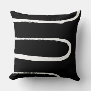 Wave Black and White Throw Pillow