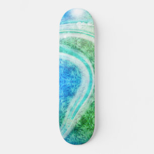 Wave Blue Green Abstract Tropical Style Skateboard