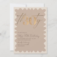 Wave border neutral gold modern 30th birthday 