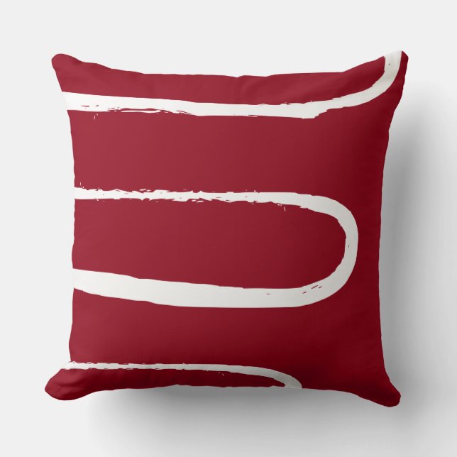 Wave Bright Candy Red Throw Pillow (Front)