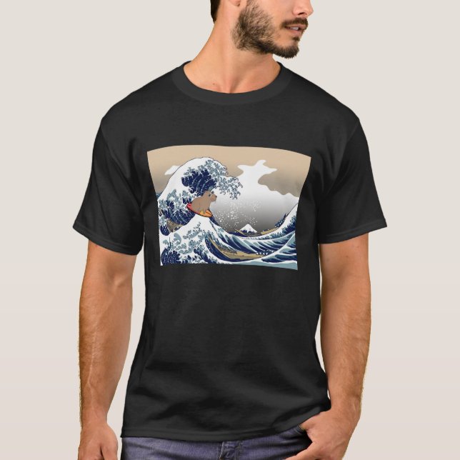 Wave Capybara Surfing Rodent Animal T-Shirt (Front)