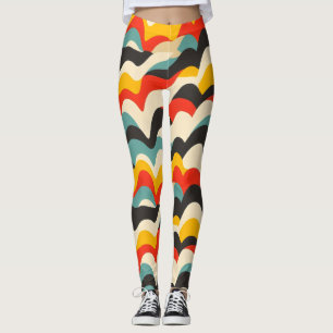 Wave Colour Retro Pattern Leggings