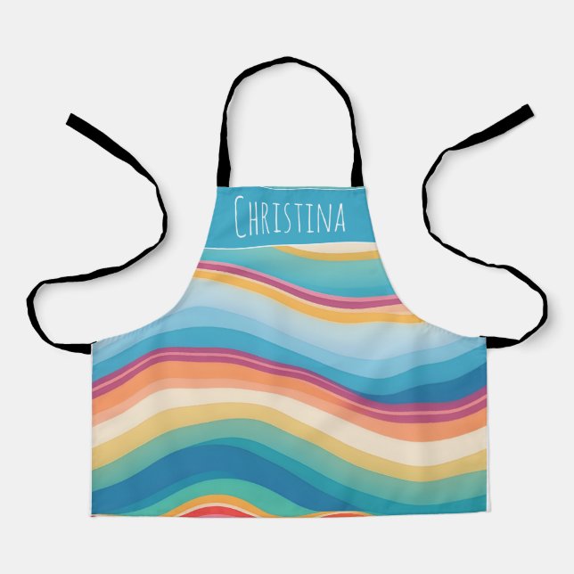Wave Colourful Custom Personalized Pattern Apron (Front)