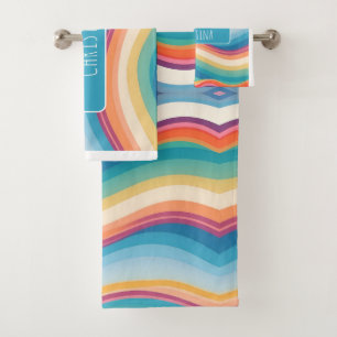 Wave Colourful Custom Personalized Pattern Bath Towel Set