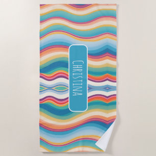 Wave Colourful Custom Personalized Pattern Beach Towel