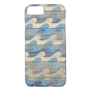 wave design on rustic wood Case-Mate iPhone case