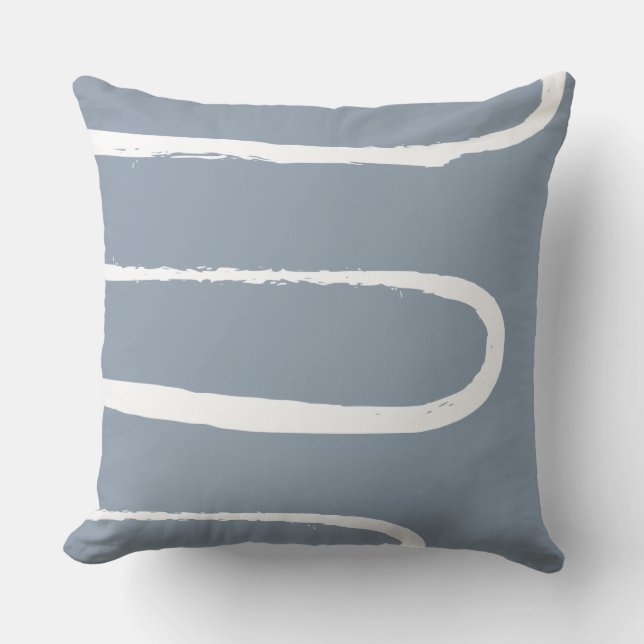 Wave Dusty Blue Throw Pillow (Front)