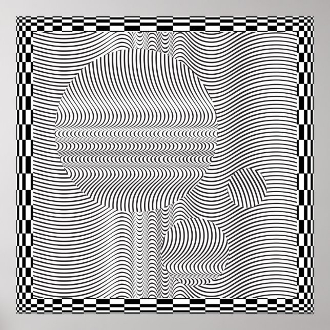 Wave Form Op Art and Spheres Poster (Front)