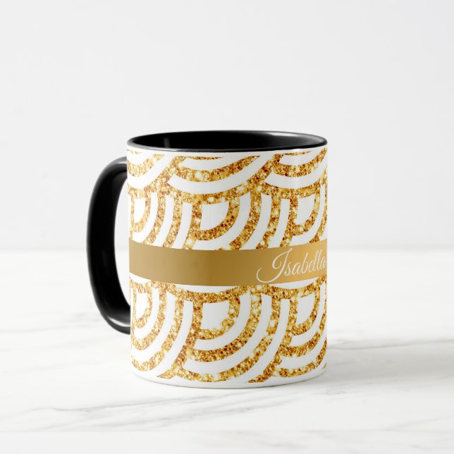 Wave Gold Sun Glitter Boho Popular Collection Mug (Front Left)