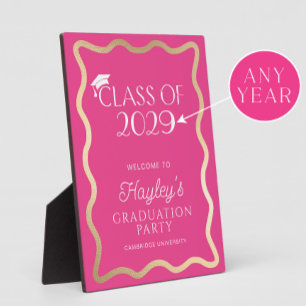 Wave Hot Pink Graduation Party Welcome Plaque