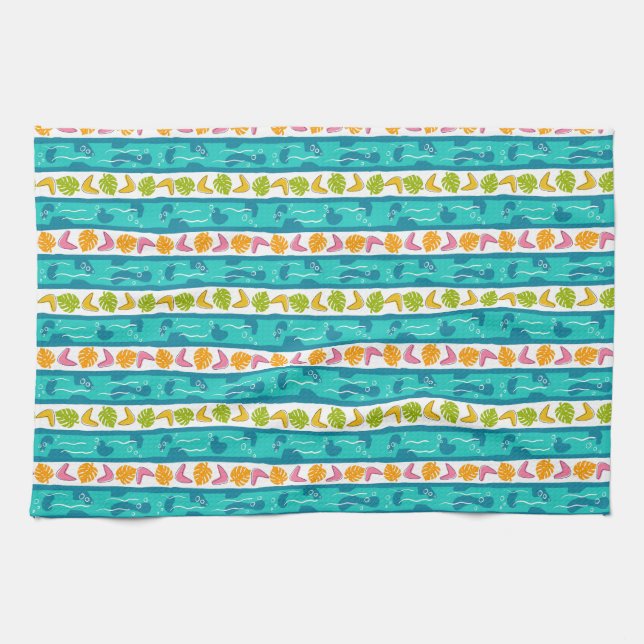 Wave Lengths Kitchen Towel in White (Horizontal)