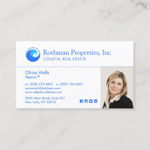 Wave Logo  Real Estate Agent Photo Business Card