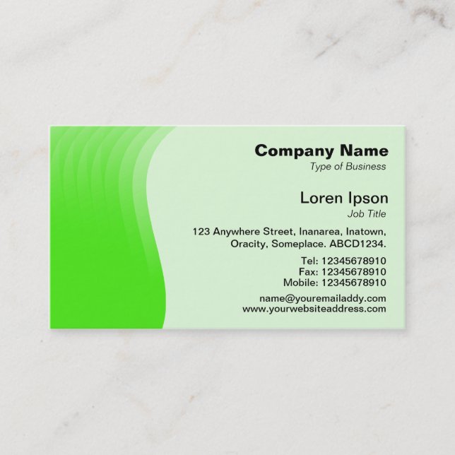 Wave Margin - Green Business Card (Front)