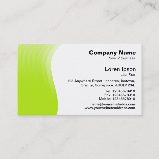 Wave Margin - Yellow Green Business Card (Front)