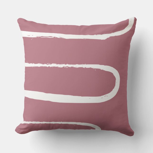 Wave Mauve Pink Throw Pillow (Front)