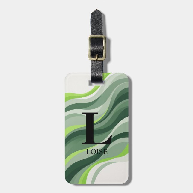 Wave Monogram Luggage Tag (Front Vertical)