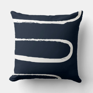 Wave Navy Blue Throw Pillow
